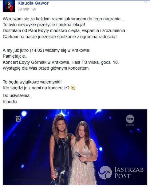 Klaudia Gawor wystąpi w Krakowie