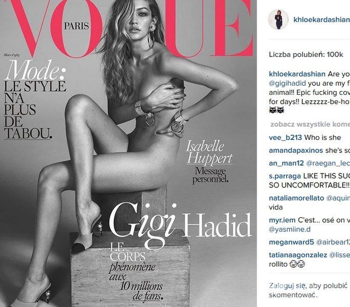 Gigi Hadid na okładce paryskiego Vogue'a