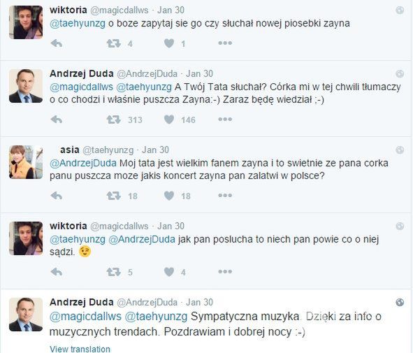Andrzej Duda o One Direction na Twitterze