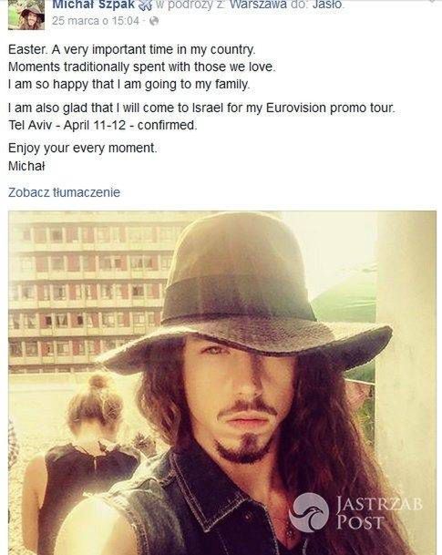 Michał Szpak promuje piosenkę na Eurowizję w Izraelu