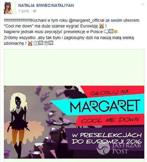 Natalia Siwiec zachęca do głosowania na Margaret podczas Eurowizji 2016