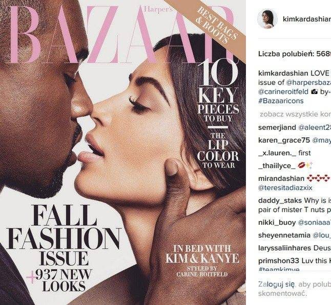 Kim Kardashian i Kanye West na okładce Harper's Bazaar