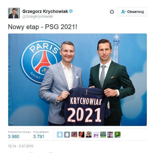 Grzegorz Krychowiak zawodnikiem Paris Saint-Germain do 2021 roku