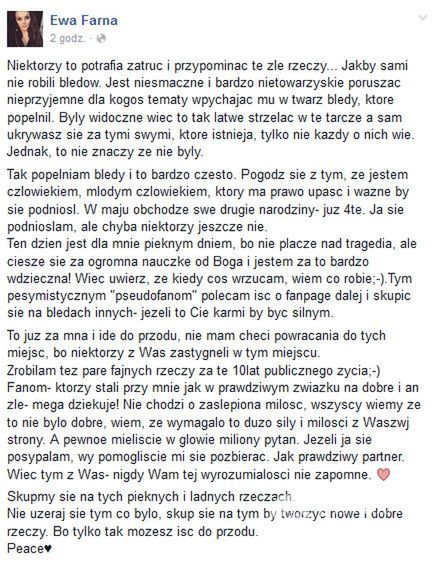 Ewa Farna wspomina swój wypadek na Facebooku