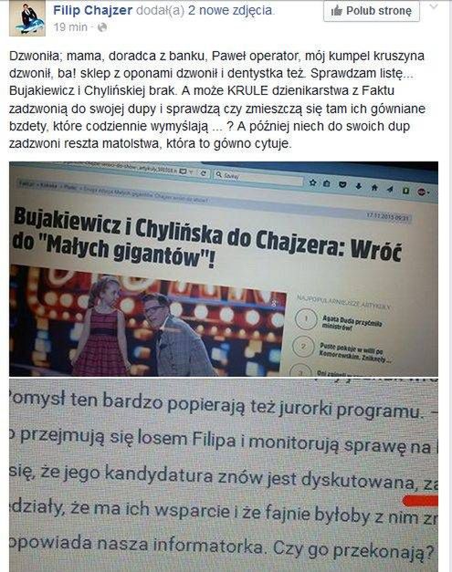 Filip Chajzer skomentował plotki na swoim Facebooku