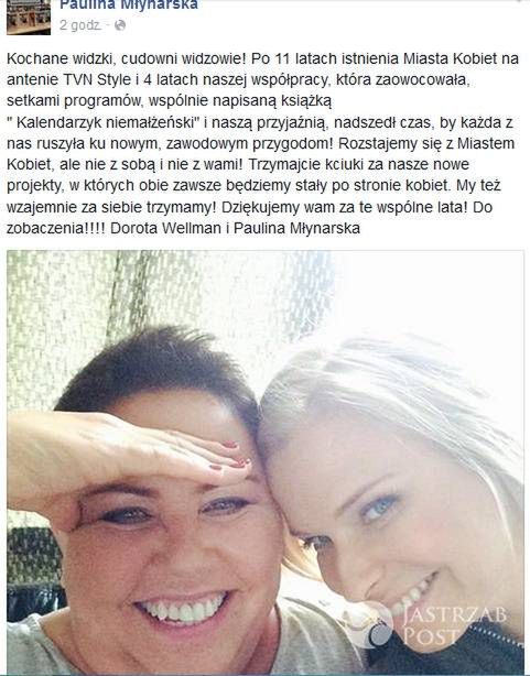 Dorota Wellman i Paullina Młynarska nie poprowadzą już ,,Miasta Kobiet"