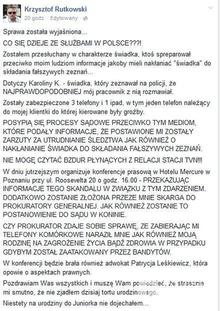 Facebook Krzysztofa Rutkowskiego