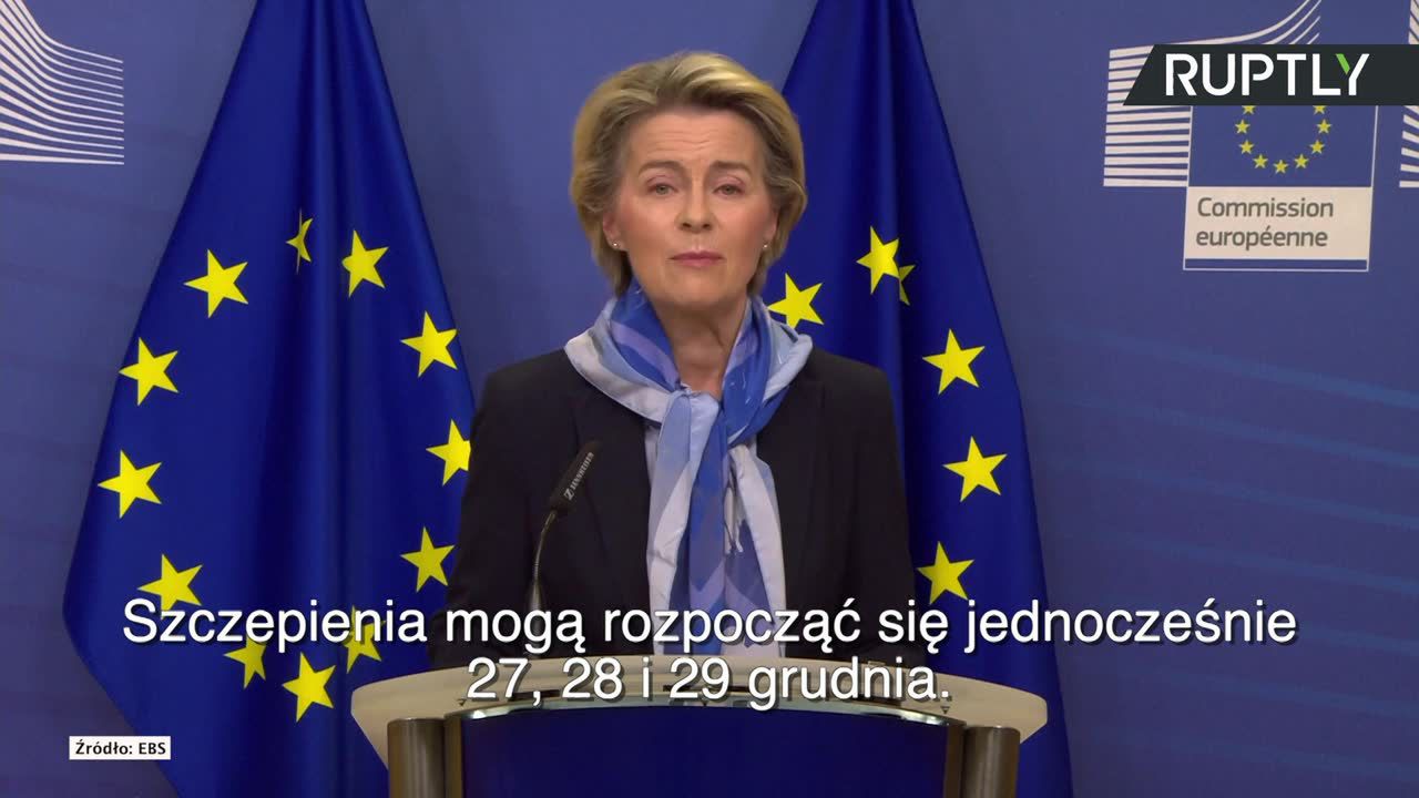 U. von der Leyen: Szczepienia przeciwko Covid-19 w UE ruszą 27 grudnia