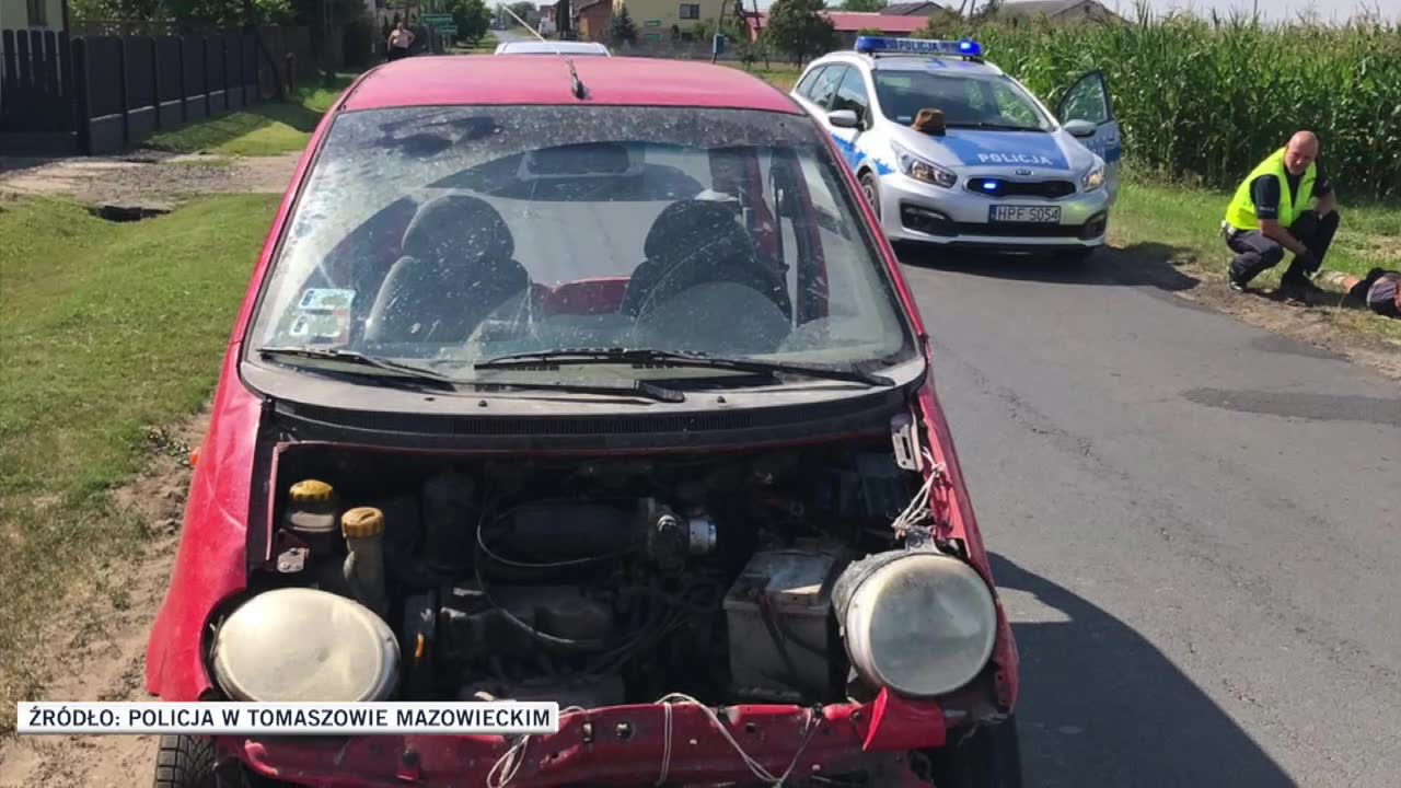 Pijany bez prawa jazdy jechał wrakiem. Przyciągnął uwagę policji