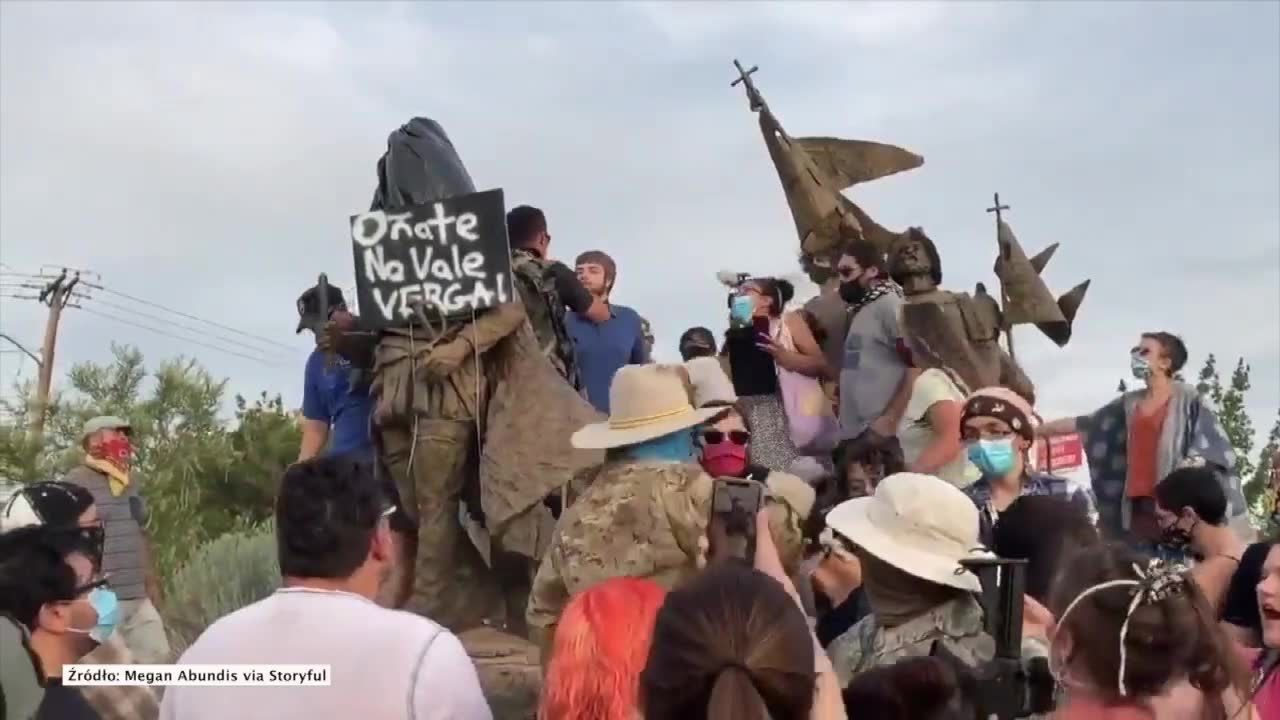 Strzelanina podczas protestów przeciwko pomnikowi konkwistadora w Nowym Meksyku. Ranny w stanie krytycznym, posąg zdemontowano