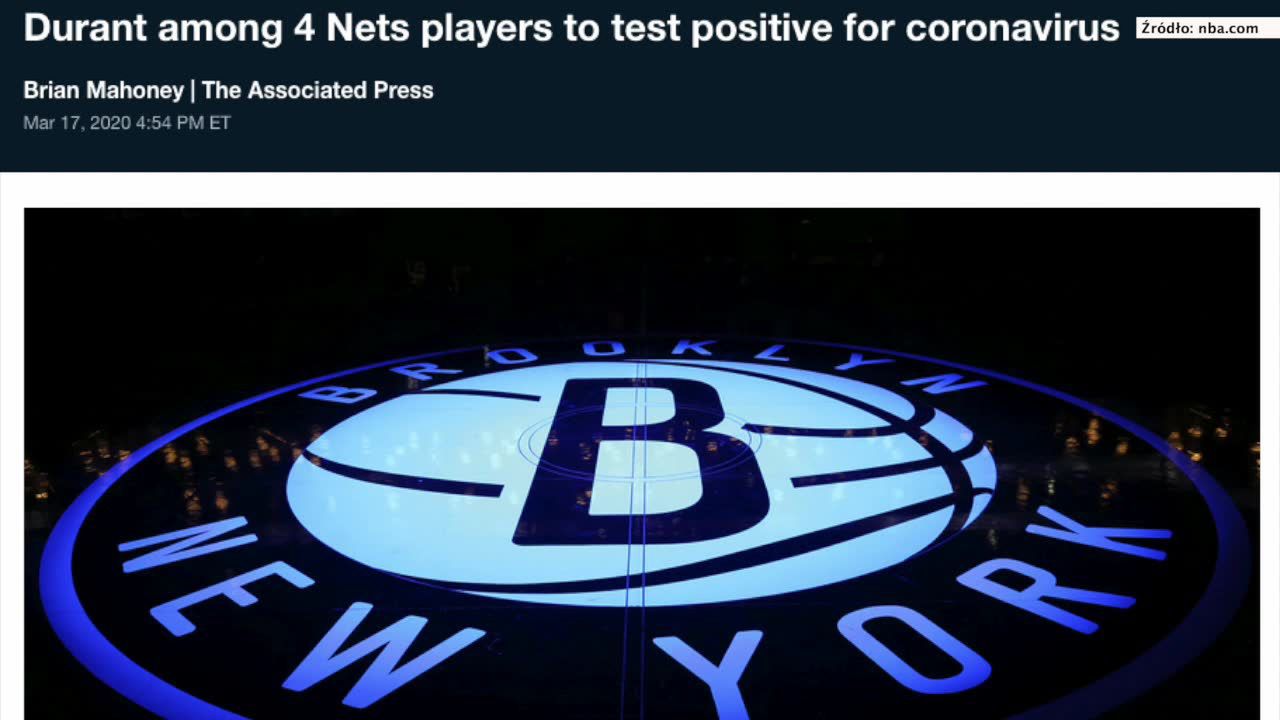 Wielka gwiazda NBA zakażona koronawirusem! W drużynie Brooklyn Nets potwierdzono aż cztery przypadki