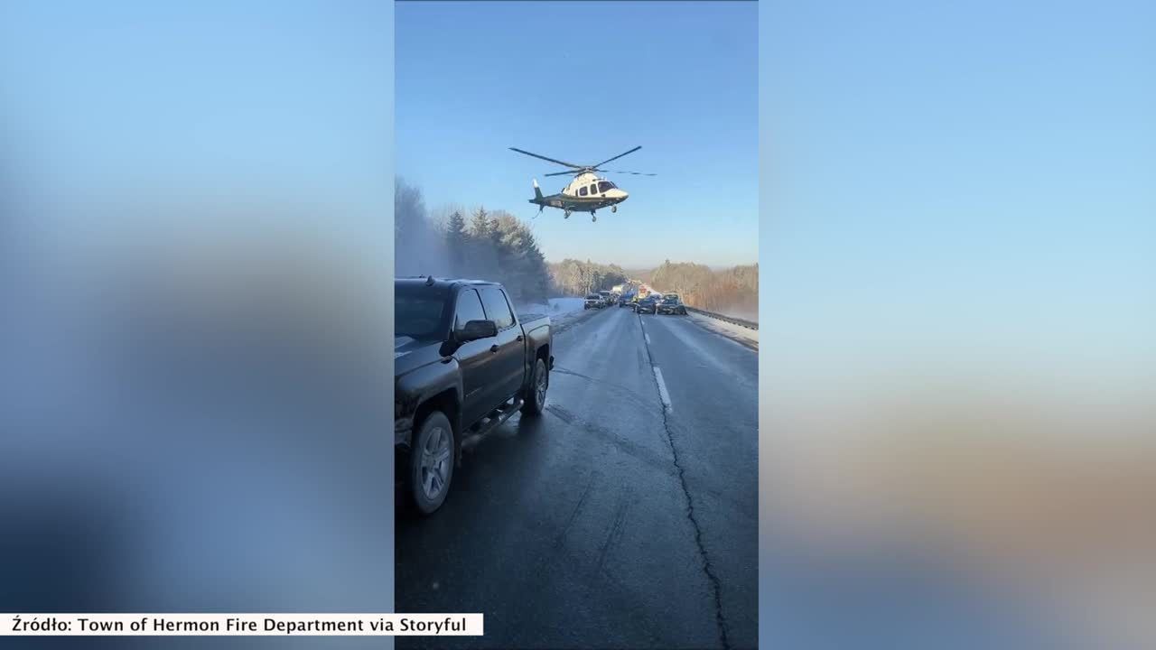 30 samochodów zniszczonych w karambolu w Maine. Ciężko rannych do szpitala transportowały helikoptery