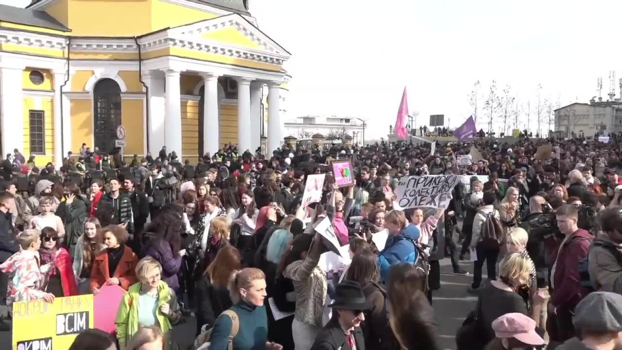 Marsz Kobiet w Kijowie. Doszło do starć z przedstawicielami organizacji prawicowych