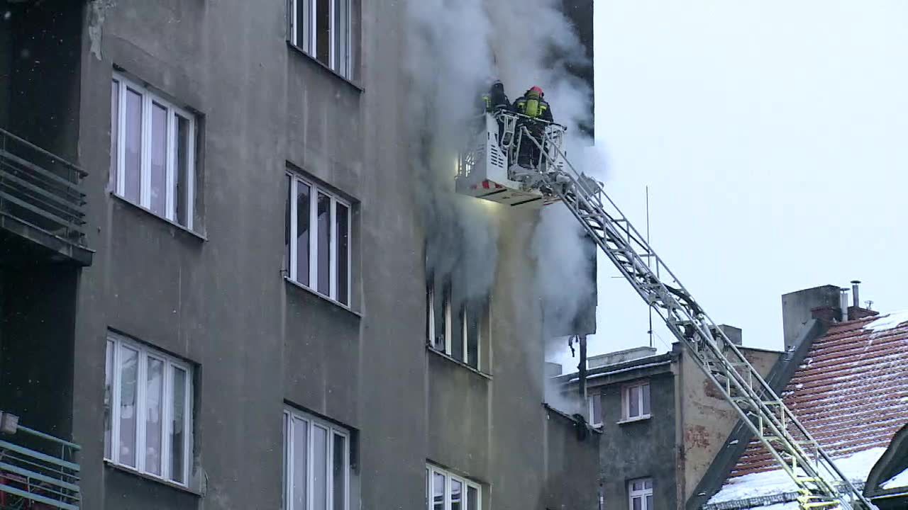 Pożar kamienicy w centrum Katowic