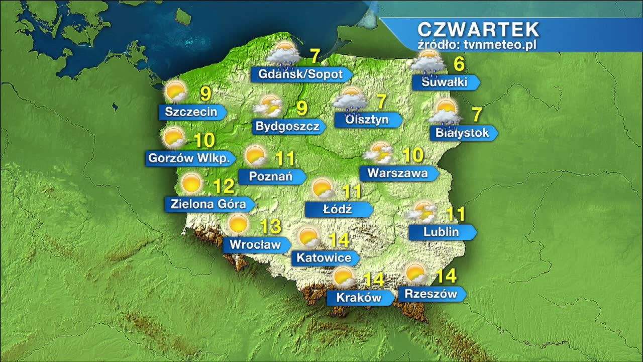 Czwartek pogodny i ciepły niemal w całym kraju. W Małopolsce i na Podkarpaciu nawet 14 st. C