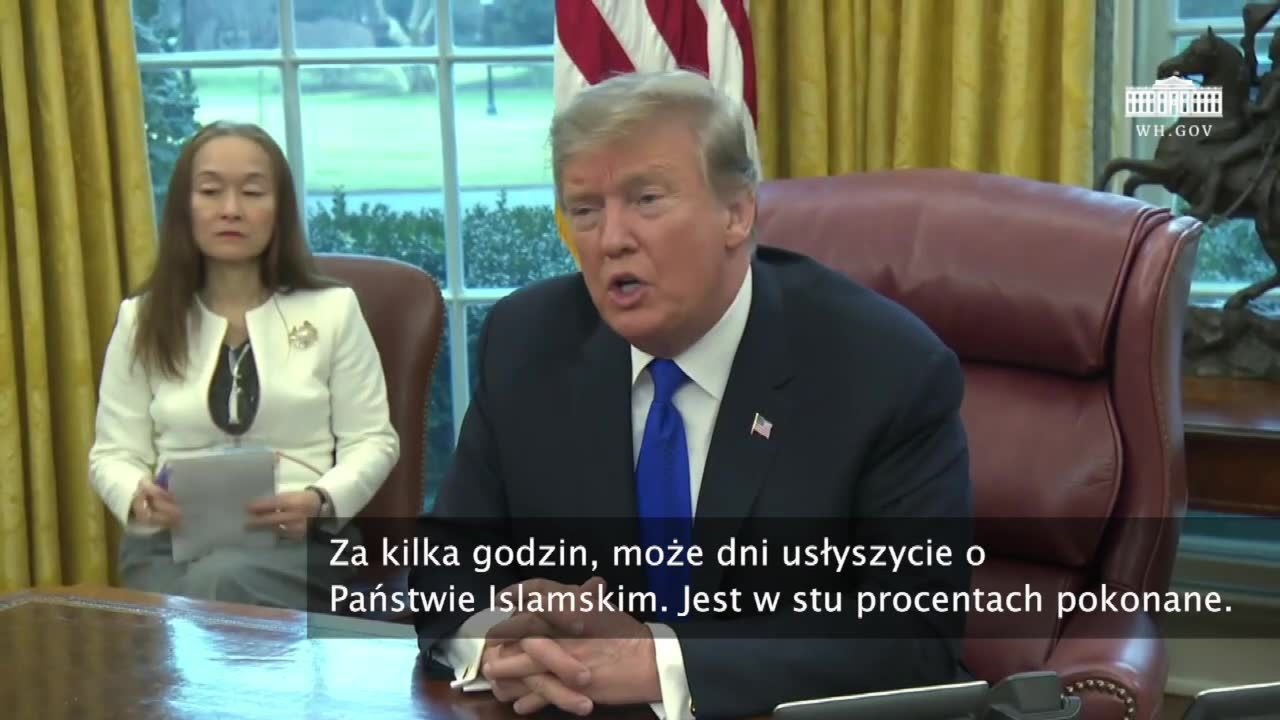 “Państwo Islamskie jest w stu procentach pokonane”. D. Trump zapowiada pozostawienie sił stabilizacyjnych w Syrii