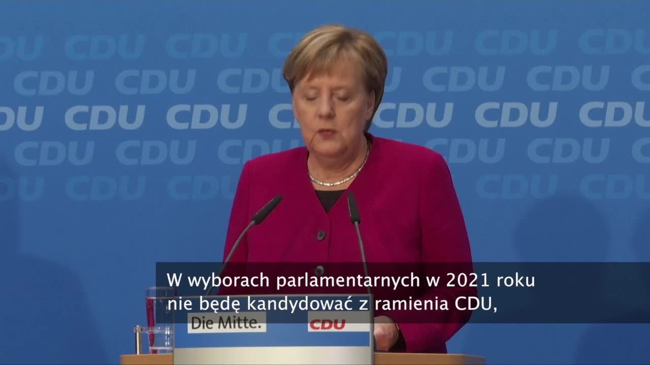 Kanclerz A. Merkel rezygnuje z polityki. Odejdzie z końcem kadencji w 2021 r.