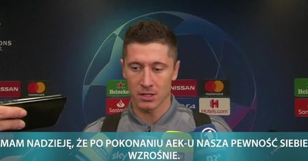 Dwa gole Lewandowskiego zapewniły Bayernowi zwycięstwo nad AEK Ateny. “Mam nadzieję, że nasza pewność siebie wzrośnie”