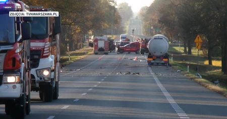 Zderzenie cysterny z ciężarówką pod Mińskiem Mazowieckim. Doszło do wycieku gazu