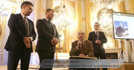 Prof. M. Zembala z nagrodą „Menedżera Zdrowia” za życiowe osiągnięcia