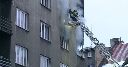Pożar kamienicy w centrum Katowic