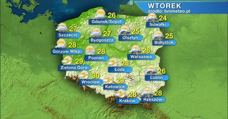 Wtorek burzowy na wschodzie. Na Dolnym Śląsku temperatura sięgnie 30 stopni