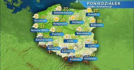 Poniedziałek upalny i burzowy na południu. Kolejne dni przyniosą burze także na zachodzie i w centrum kraju