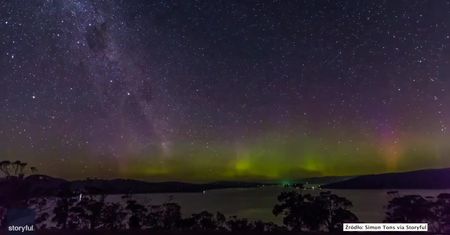 Spektakularna zorza polarna nad Tasmanią. Zjawisko było widoczne do samego świtu