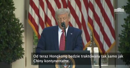 Hongkong nie będzie już traktowany w sposób uprzywilejowany przez USA