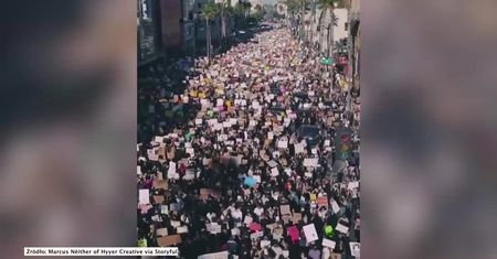 Wielotysięczny protest przeciwko rasizmowi w Hollywood. Nagranie z drona