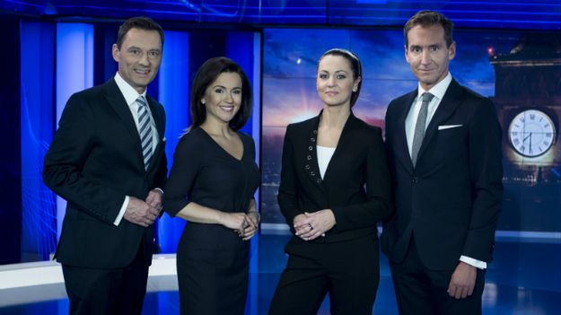 Prezenterzy "Wiadomości": Krzysztof Ziemiec, Beata Tadla, Diana Rudnik i Piotr Kraśko