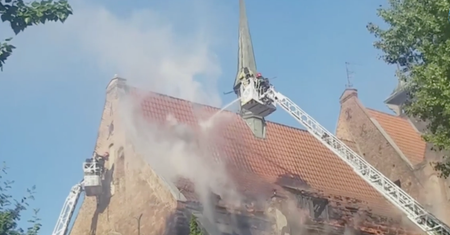 Pożar kościoła w centrum Gdańska