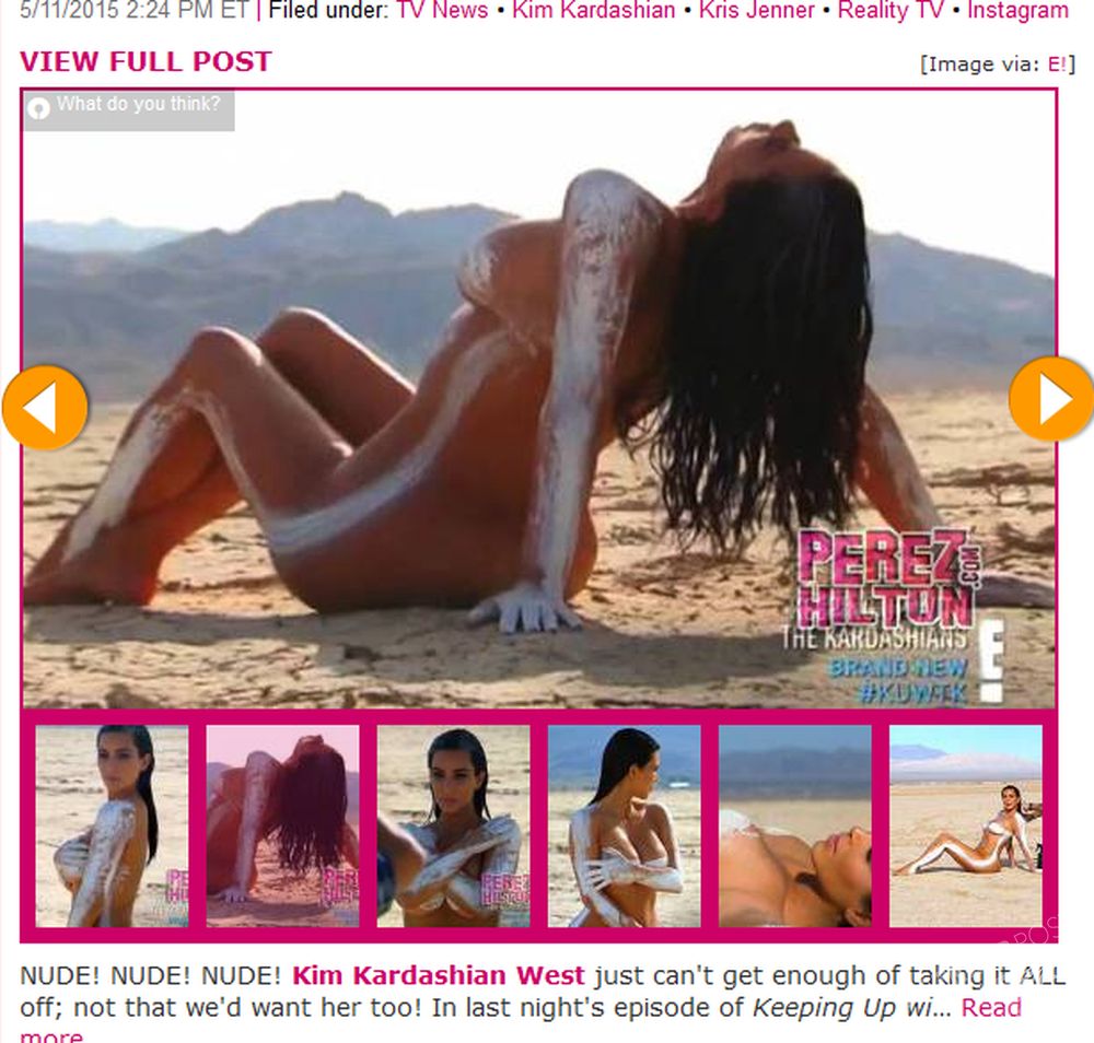 Kim Kardashian w nagiej sesji 
screen z : perezhilton.com