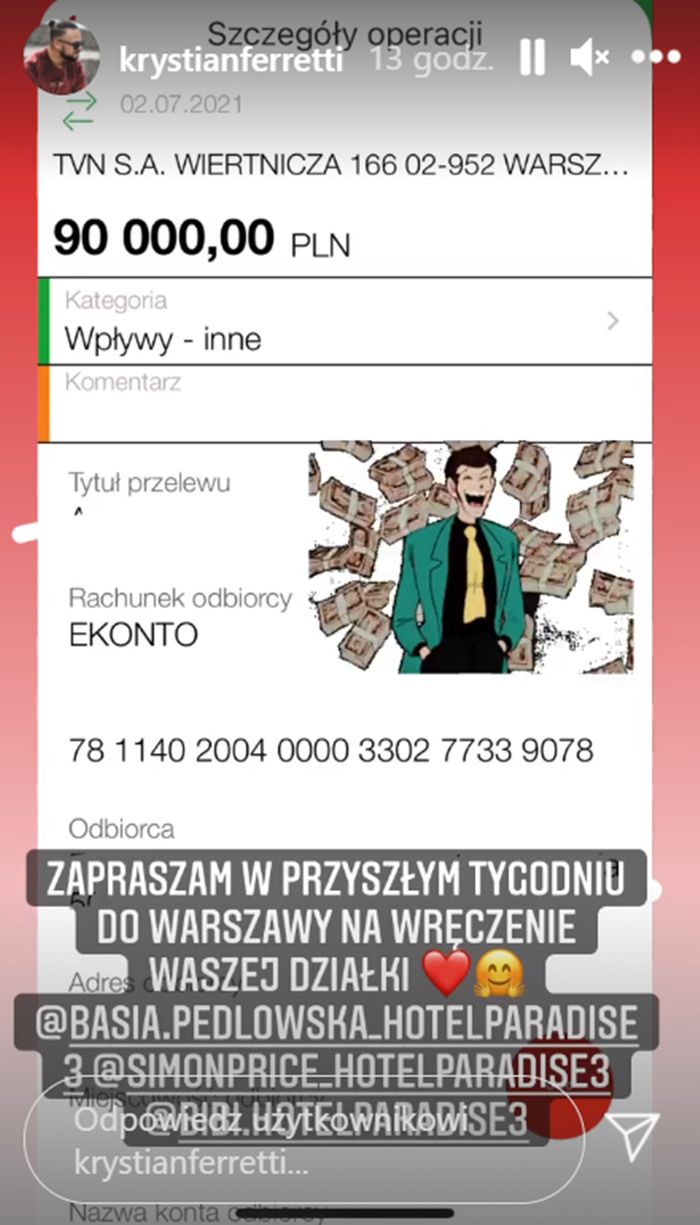 Krystian Ferretti chce podzielić się wygraną pod jednym warunkiem