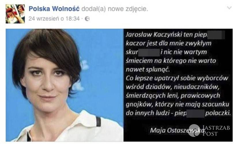 Maja Ostaszewska obraziła Jarosława Kaczyńskiego?