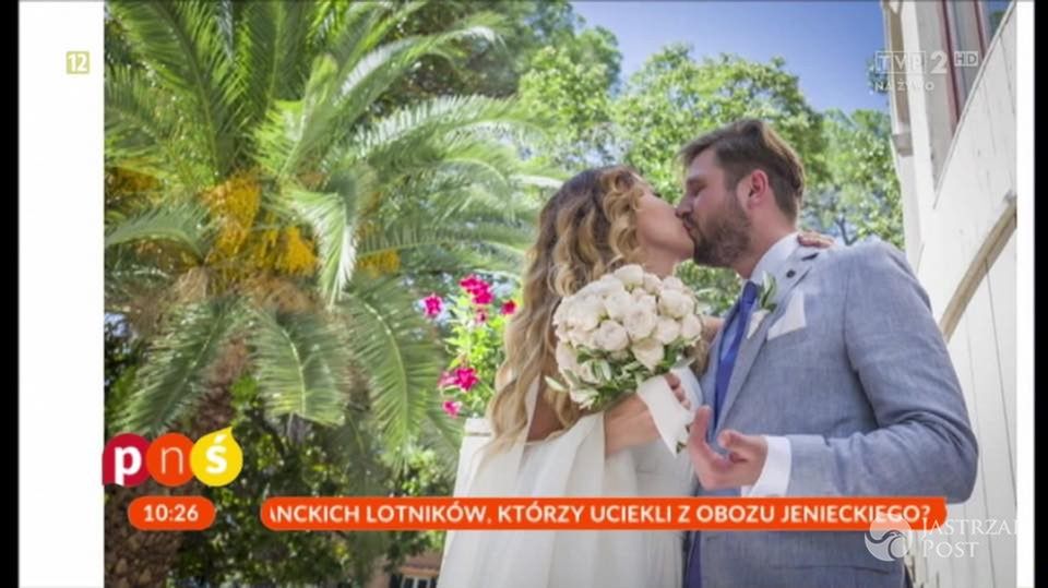 Magdalena Waligórska i Mateusz Lisiecki po ślubie. Zdjęcia fot. screen z programu Pytanie na śniadanie