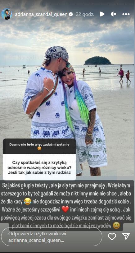 Adrianna Eisenbach o różnicy wieku w związku (fot. InstaStories)