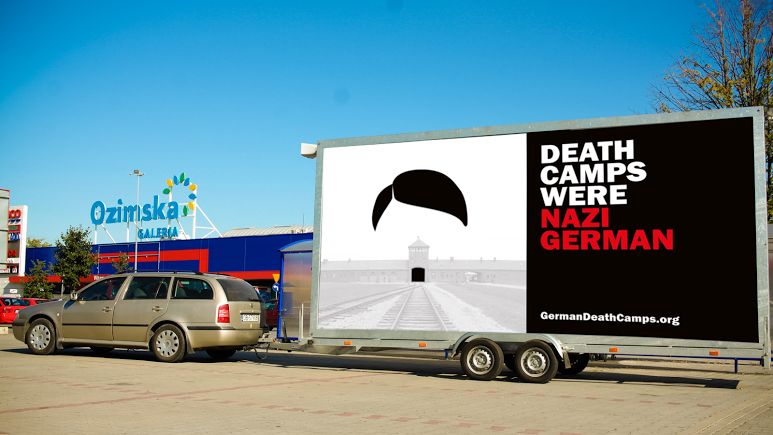 Projekt mobilnego billboardu akcji "German Death Camps", który ruszy m.in. pod siedzibę ZDF