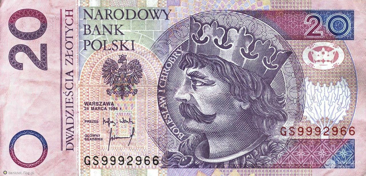 Obecny banknot 20 złotych