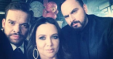 Michał Piróg, Agustin Egurrola, Kinga Rusin i Patricia Kazadi za kulisami sesji promującej You Can Dance