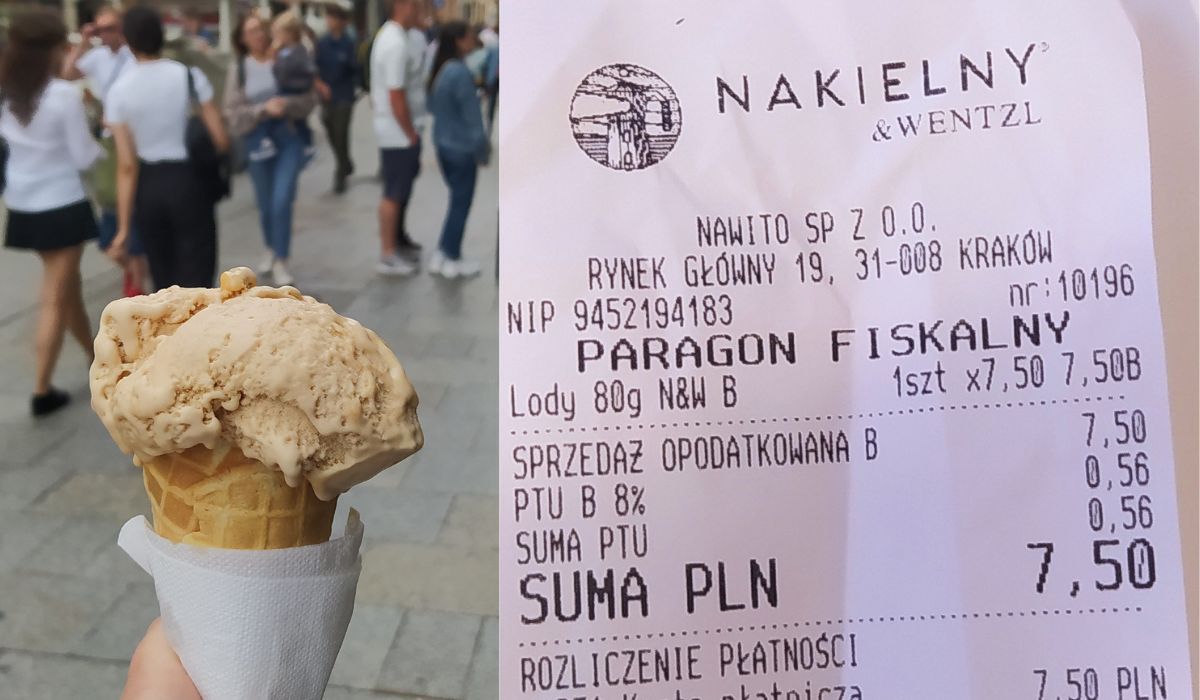"Nakielny&Wentzl" oferuje lody w podobnych cenach, co większość lodziarni na Rynku w Krakowie- Pyszności; Fot. arch. prywatne
