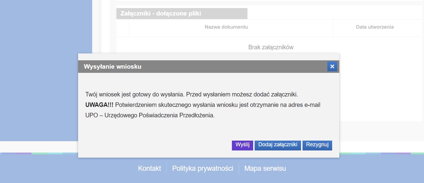 Minęło dosłownie 7 minut i wniosek jest już gotowy. Klik i wysłane. Teraz 