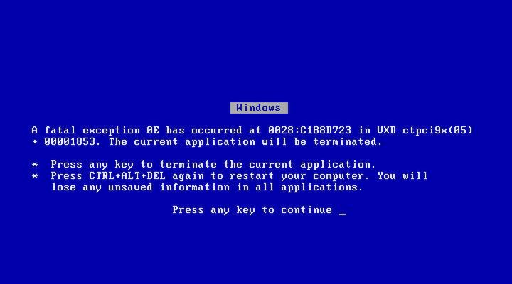 Blue Screen of Death - rzecz niemal wpisana w codzienną pracę z Windows 98 ;-)