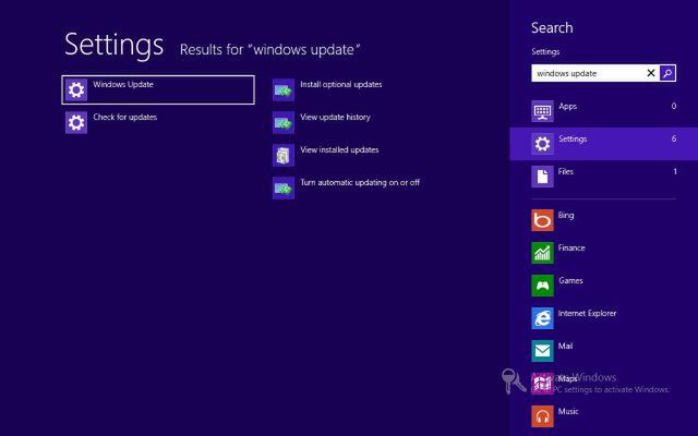 Windows 8 - aktualizacje (ustawienia)