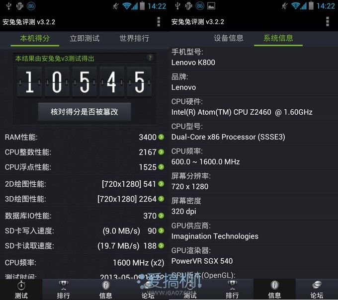 Lenovo K800 w testach z natywnym kodem x86...