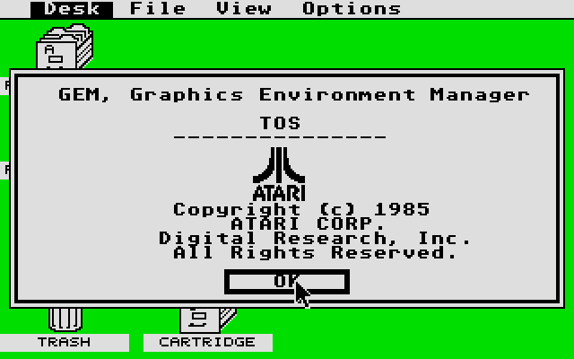 TOS w wersji 1.00 pojawił się w pierwszych seriach Atari 520ST. tylko jako wersja na dyskietkach.