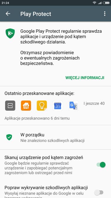 ...z dostępnym Google Play Protect.