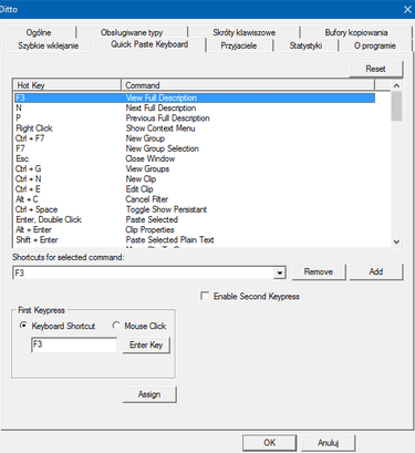 Domyślne skróty klawiszowe można dowolnie edytować