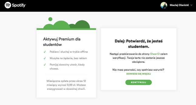 Spotify Premium dla studentów