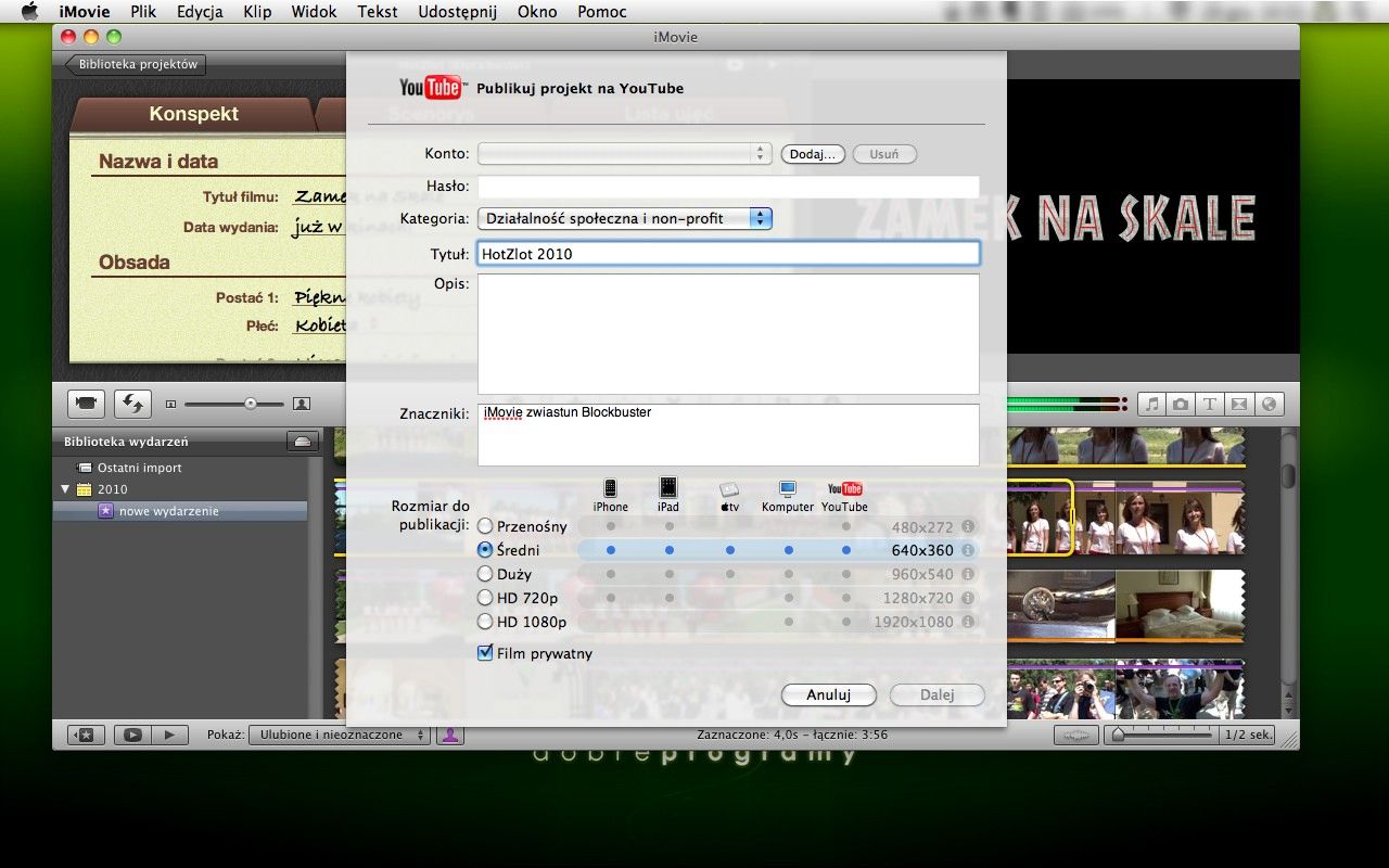 Eksport pliku do YouTube